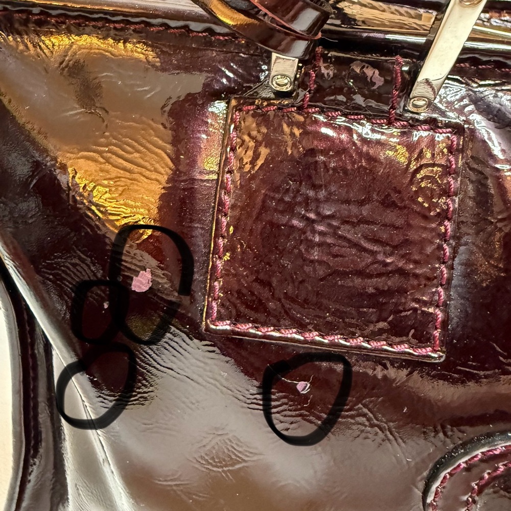 Loewe Burgundy Patent Leather Satchel Bag with Lock & Key - Picture 13 of 14